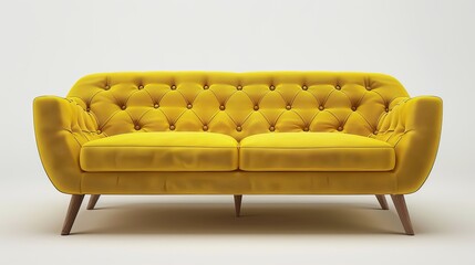 Wall Mural - A front view of a contemporary yellow sofa