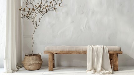 Canvas Print - Stool and decorated bench on a white background
