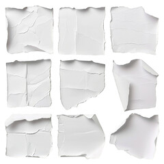 Wall Mural - Shattered torn white paper design material isolated on transparent background cutout png