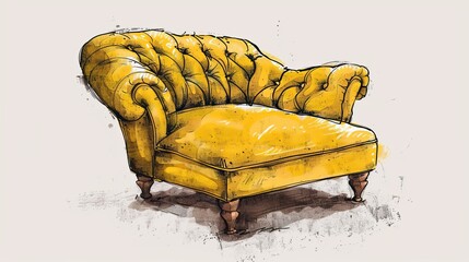Wall Mural - illustration of a hand-drawn lounge chair, solitary sofa furniture vector