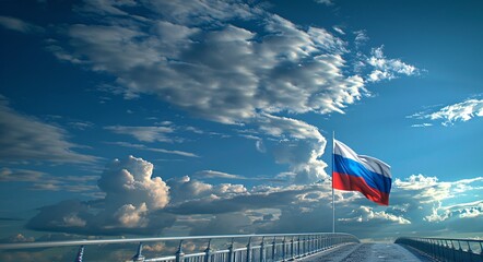 Poster - national flag on a bridge with space for text