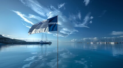 Aufkleber - national flag at a harbor with space for text