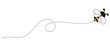 © Quirk Craft Studio - Bee on dotted route, bumblebee fly on dotted line path, white background. Happy bee on dotted route to honey or hive, bee on dot line way for journey travel or delivery logistics. eps 10
