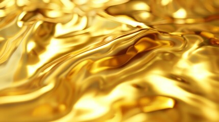 Poster - A close-up photo of a smooth, shiny gold surface, reflecting light like a mirror.