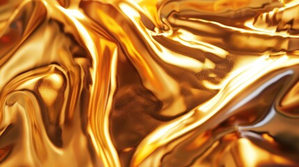 Poster - A close-up photo of a smooth, shiny gold surface, reflecting light like a mirror.