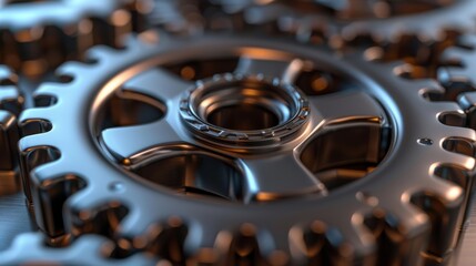 Aufkleber - A close-up photo of seamless interlocking gears