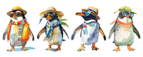 Wall Mural - Summer Penguin png cut out element set