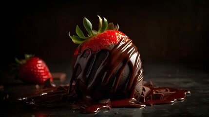 Wall Mural - One chocolate covered strawberry