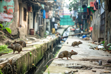 rats in the old town in asia