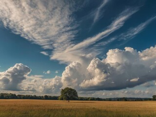 Wall Mural - photo with romantic landscape sky