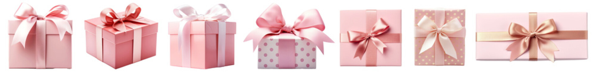 Wall Mural - Pink gift box png element set on transparent background