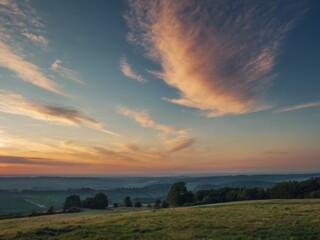 Wall Mural - photo with romantic landscape sky