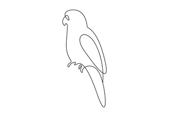 Wall Mural - Parrot continuous one line drawing. Isolated on white background vector illustration. Pro vector