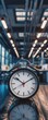 © supansa - Racing clock hands, time-lapse effect, office setting, sharp focus