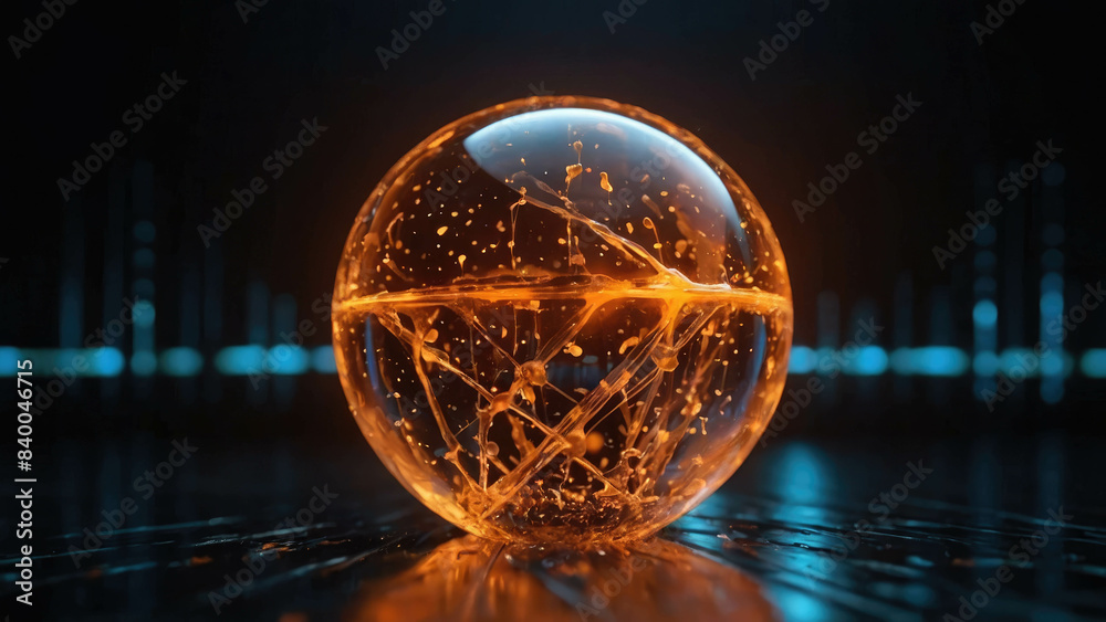 Abstract yellow orange glowing energy magic bright high tech sphere ...