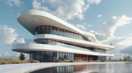 Poster - A modern building. Generative AI.
