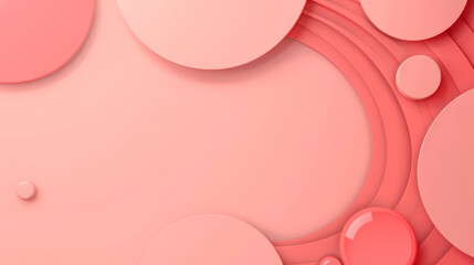 Poster - Abstract design with circles and wavy lines in coral tones, creating a vibrant and playful visual.