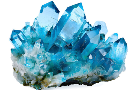 Blue crystal quartz  isolated on white background