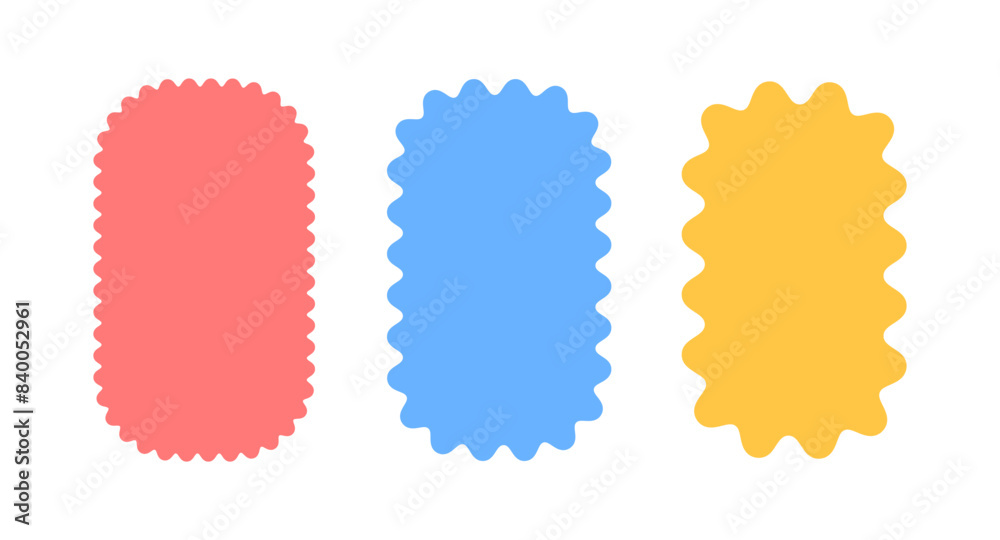 Cloudy Wave Curve Edge Frame Wavy Scalloped Rectangle Borders Set