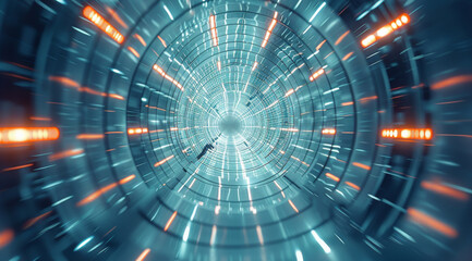 Aufkleber - Technological lines with focus on the center. Generative AI.