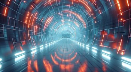 Aufkleber - Technological lines with focus on the center. Generative AI.