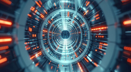 Poster - Technological lines with focus on the center. Generative AI.