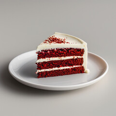 Wall Mural - Minimalist Delight: Red Velvet Cake on White Plate
