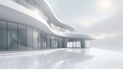 Fototapete - Abstract minimalist white architecture building isolated on white background. Generative AI.