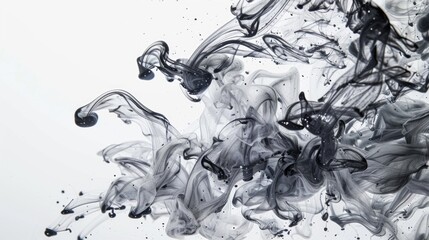 Wall Mural - Abstract black and white smoke pattern on a light background.