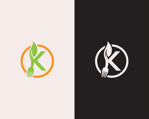 Letter K neutral food restaurant logo icon design concept vector template.