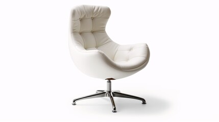 Wall Mural - Modern white swivel chair with an ergonomic design and comfortable padding, suitable for office or home use. Supported by a sturdy metallic base.