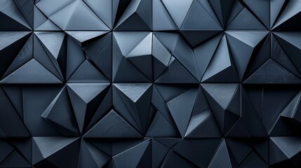 Canvas Print - 3D render of a dark grey wall with a triangular pattern, in a low angle view, captured with high resolution photography