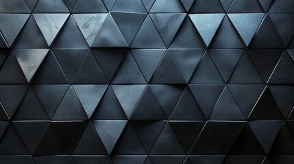 Wall Mural - 3D render of a dark grey wall with a triangular pattern, in a low angle view, captured with high resolution photography