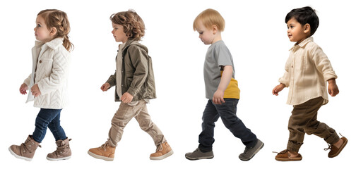 Sticker - Diverse toddlers walking full body set