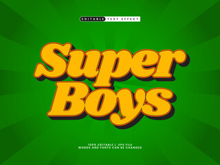 Wall Mural - super boys editable text effect in kids and game text style