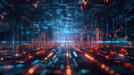 Poster - An overview of the market, data graph, and financial growth graph in the future of finance