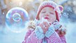 © Paulius - Winter Wonderland: A Preschooler's Joyful Bubble Adventure in the Cold
