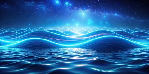 Blue river ocean wave layer background with neon light effects , blue, river, ocean, wave, layer, background, neon light, effects,abstract, vibrant, colorful, digital art, underwater, design