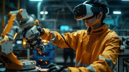 Poster - Using VR glasses to control robotic welding arms in a factory