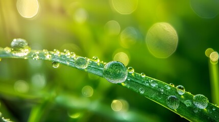 Wall Mural - water droplets on leaves and flowers