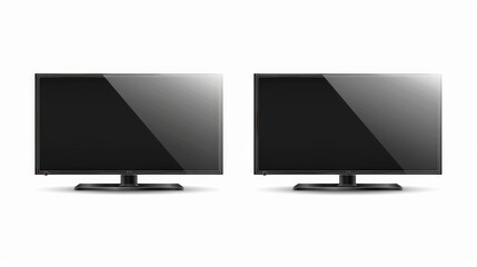 Poster - A realistic TV set isolated on a transparent background. A flat television with a black screen. A stylish LCD panel, large blank display mockup. A graphics element for a catalog. Modern illustration.