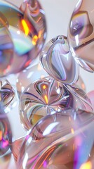 Fototapete - captivating holographic abstract shapes in 3d rendered display
