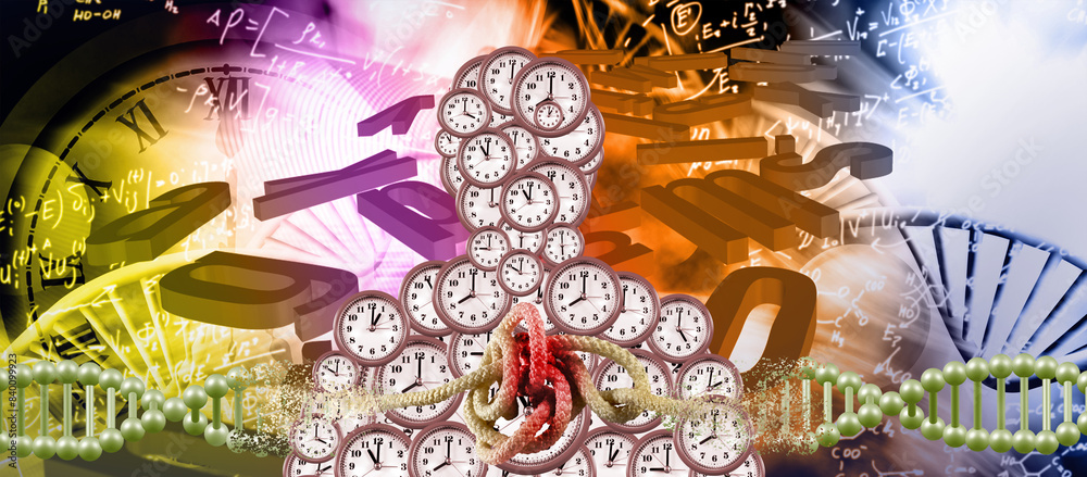 A surreal image depicting a person consumed by clocks, symbolizing the ...