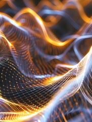 Poster - Flowing Digital Energy Captivating Waves of Luminous Motion a 3D rendered visualization of dynamic pulsating lines and curves that create a mesmerizing futuristic energy flow