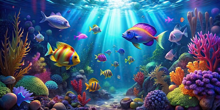 Colorful tropical fishes swimming in a vibrant coral reef underwater , underwater, tropical sea, marine life, coral reef, fish, snorkeling, diving, ocean aquarium, wildlife, colorful