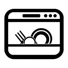 Dishwasher line and solid icon, Kitchen equipment concept, Dish washer machine sign on white background, Dishwasher icon in outline style for mobile concept and web design. Vector graphics. stock illu