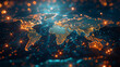 © Rodolphe - Abstract world map showing the connectivity of global networks and the constant exchange of data around the planet