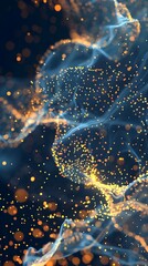Poster - Flowing digital particles creating mesmerizing abstract tech shapes and luminous fractal like patterns  Futuristic and ethereal visualization of energy data and connection