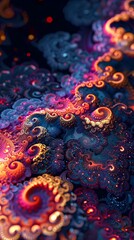 Poster - Captivating Abstract Data Fractals with Mesmerizing Digital Designs   A stunning featuring intricate swirling patterns and vibrant