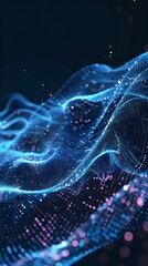 Poster - Captivating depicting abstract digital energy waves flowing and pulsing with dynamic ethereal movements  The vivid glowing fractal patterns create a mesmerizing futuristic visual experience